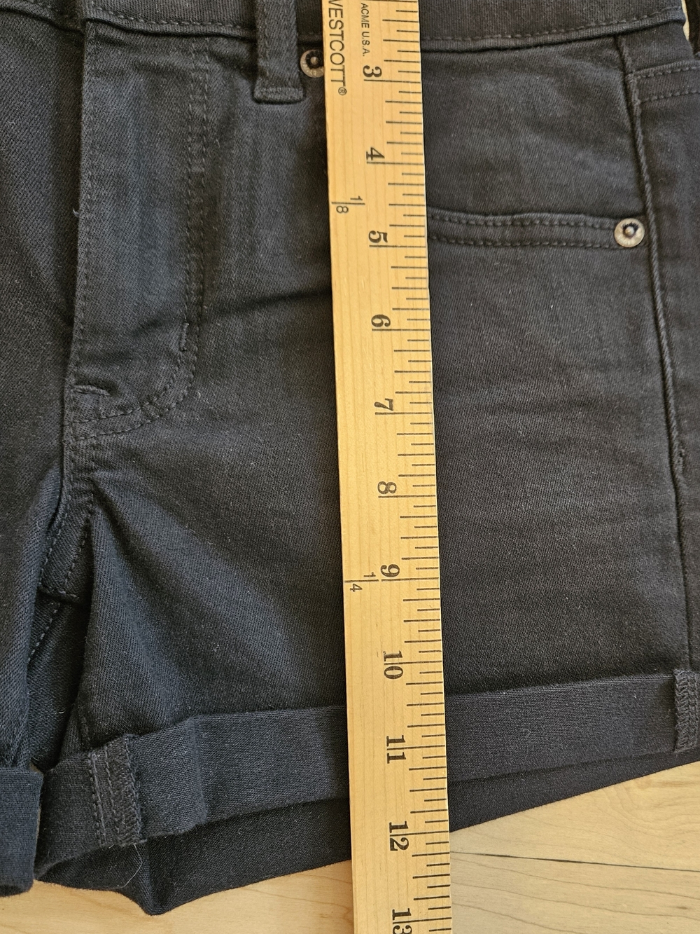 American Eagle Womens Black Denim Shorts Size 4 New Level Stretch Cuffed - Picture 3 of 7